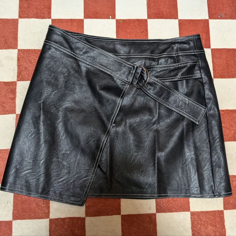 Topshop Faux Leather Wrap Skirt